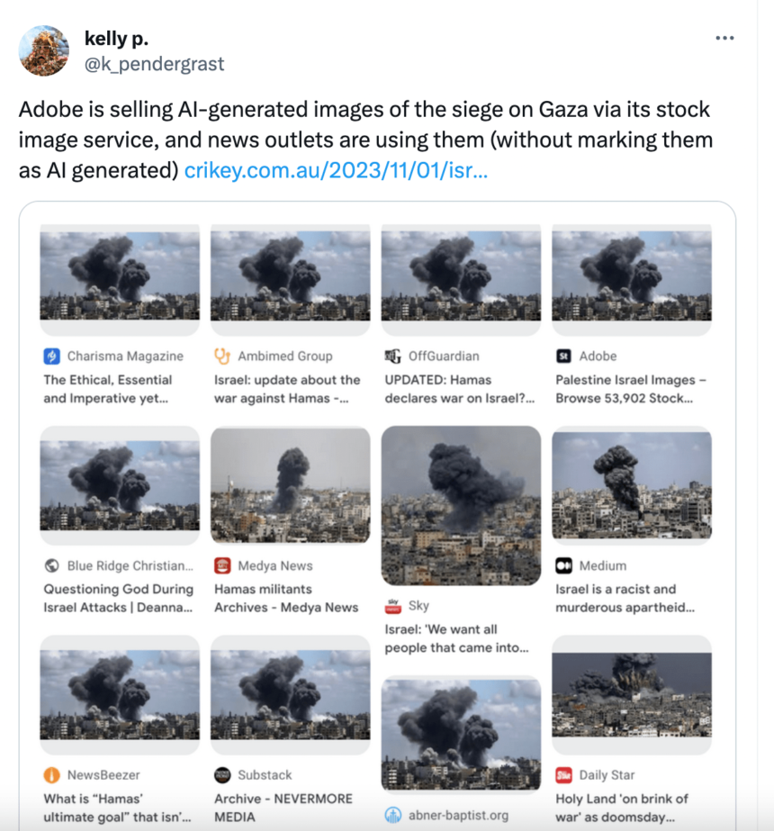 Adobe responds to controversy over AI-generated images of Gaza explosion