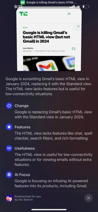 Arc browser’s new AI-powered ‘pinch-to-summarize’ feature is clever, but often misses the mark