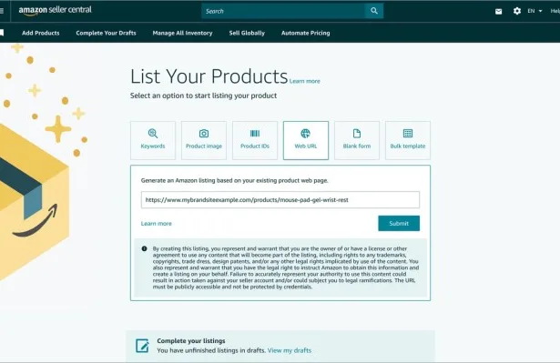 Amazon now lets sellers create listings through a URL by using AI