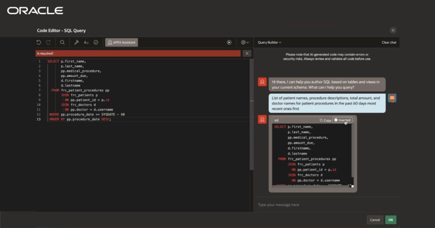 Oracle APEX receives AI infusion to help build enterprise apps
